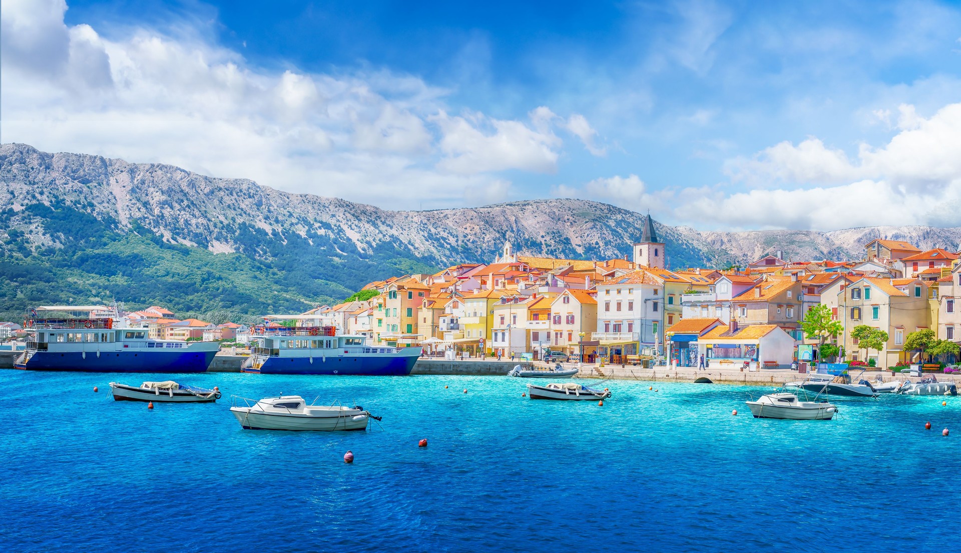 Landscape with Baska town, Krk island, Croatia